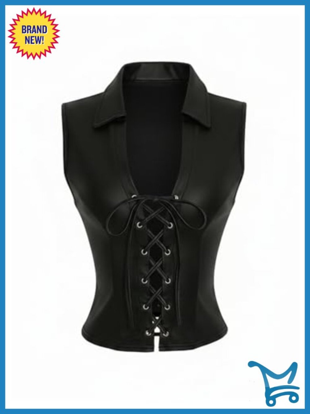 PU Leather Lace Up Crop Corset Vest Top Rave Clubwear Punk